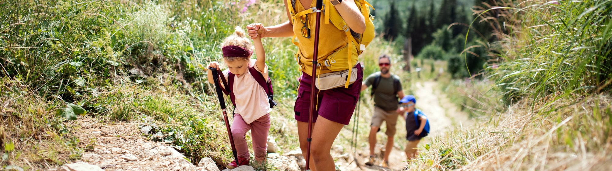 Une famille avec des enfants pleine nature